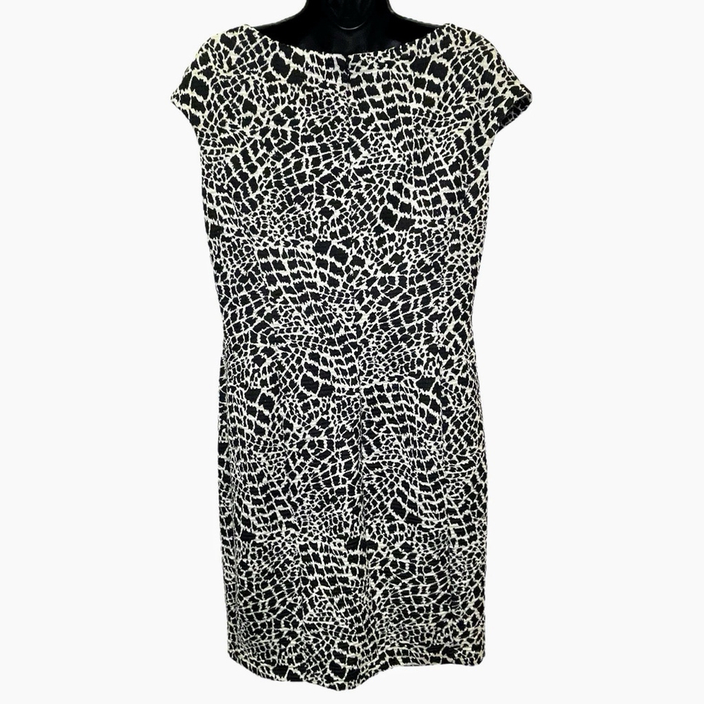 Kim Rogers Petite Womens 12P Dress Animal Print Bateau Neck Stretch Black White - Picture 5 of 13